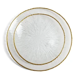 Gifi Vaisselle Et Accessoires De Table^Assiette dessert ronde verre transparent rebord doré Ø21cm