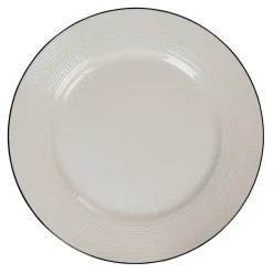 Gifi Vaisselle Et Accessoires De Table^Assiette en faïence plate ronde blanche relief bord noir