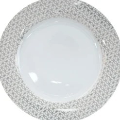 Gifi Vaisselle Et Accessoires De Table^Assiette plate blanche bord design graphique cuivré