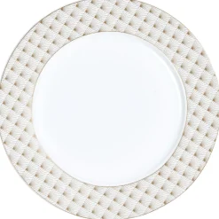 Gifi Vaisselle Et Accessoires De Table^Assiette plate blanche bordure rayons doré