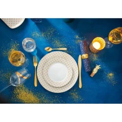 Gifi Vaisselle Et Accessoires De Table^Assiette plate blanche bordure rayons doré