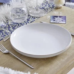 Gifi Vaisselle Et Accessoires De Table^Assiette plate blanche bordure dorée Ø27cm