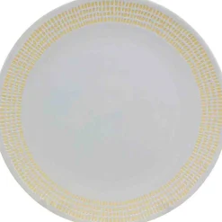 Gifi Vaisselle Et Accessoires De Table^Assiette plate blanche contour grains de riz jaunes