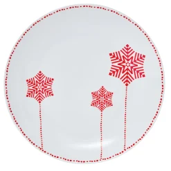 Gifi Vaisselle Et Accessoires De Table^Assiette plate blanche décor flocons rouges