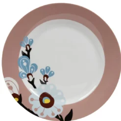 Gifi Vaisselle Et Accessoires De Table^Assiette plate blanche et rose décor fleurs
