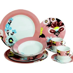 Gifi Vaisselle Et Accessoires De Table^Assiette plate blanche et rose décor fleurs