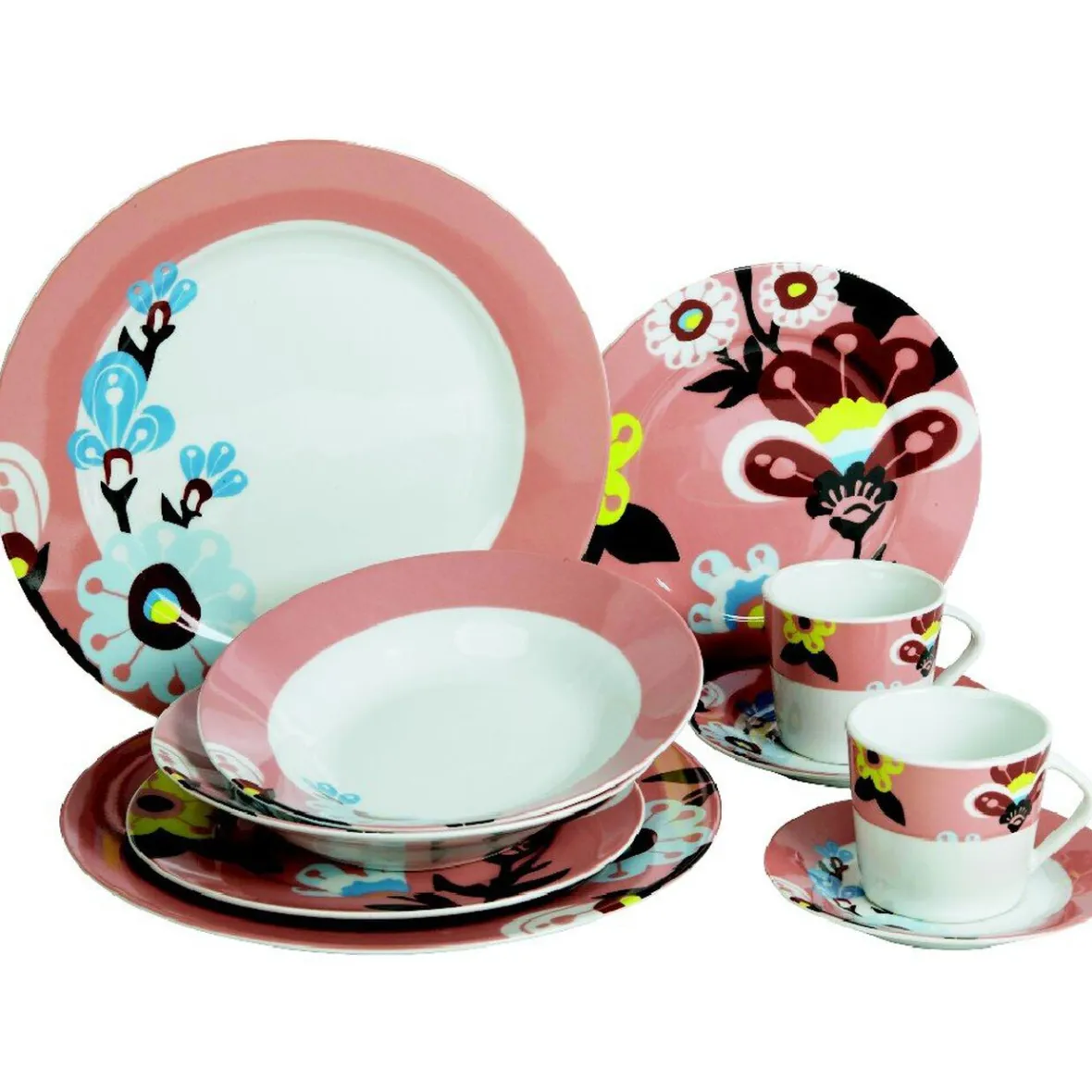 Gifi Vaisselle Et Accessoires De Table^Assiette plate blanche et rose décor fleurs