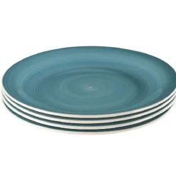Gifi Vaisselle Et Accessoires De Table^Assiette plate bleu effet spirale x4