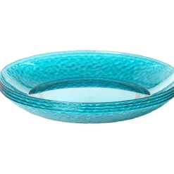 Gifi Vaisselle Et Accessoires De Table^Assiette plate bleue martelé x4