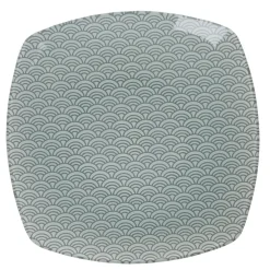 Gifi Vaisselle Et Accessoires De Table^Assiette plate carrée blanche motif vague seigaiha gris