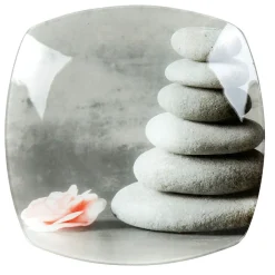 Gifi Vaisselle Et Accessoires De Table^Assiette plate carrée design galets gris zen