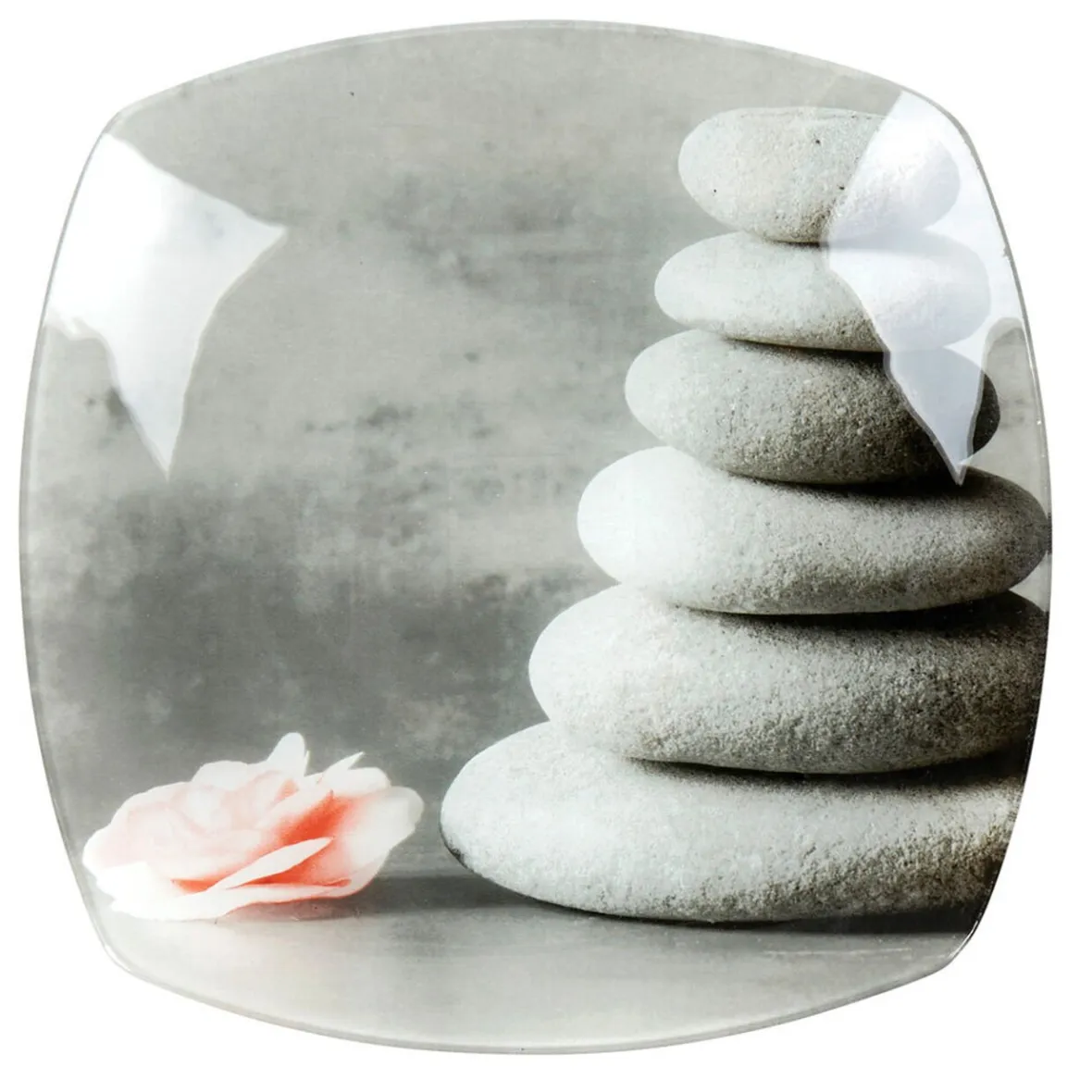 Gifi Vaisselle Et Accessoires De Table^Assiette plate carrée design galets gris zen