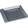Gifi Vaisselle Et Accessoires De Table^Assiette plate carrée gris foncé en plastique réutilisable x6
