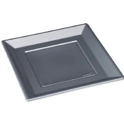 Gifi Vaisselle Et Accessoires De Table^Assiette plate carrée gris foncé en plastique réutilisable x6
