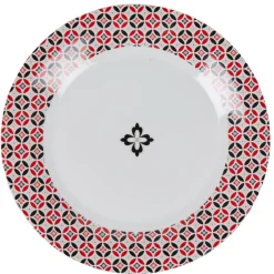 Gifi Vaisselle Et Accessoires De Table^Assiette plate collection folk gris rouge