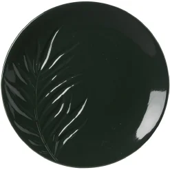 Gifi Vaisselle Et Accessoires De Table^Assiette plate céramique beige ou vert motif feuille ø26,5 cm