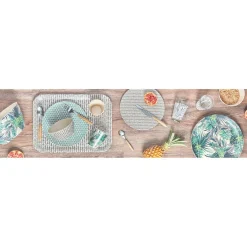 Gifi Vaisselle Et Accessoires De Table^Assiette plate décor géométrique vert d'eau