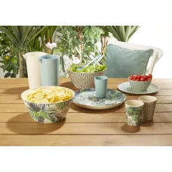 Gifi Vaisselle Et Accessoires De Table^Assiette plate décor géométrique vert d'eau
