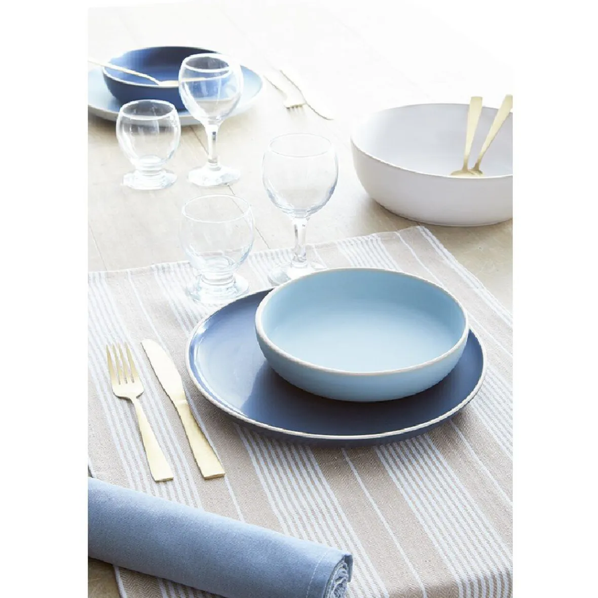 Gifi Vaisselle Et Accessoires De Table^Assiette plate en faïence blanc avec liseré crème