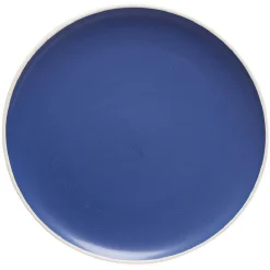 Gifi Vaisselle Et Accessoires De Table^Assiette plate en faïence bleu avec liseré blanc