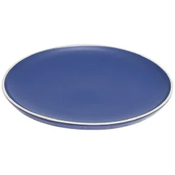 Gifi Vaisselle Et Accessoires De Table^Assiette plate en faïence bleu avec liseré blanc