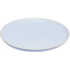 Gifi Vaisselle Et Accessoires De Table^Assiette plate en faïence bleu turquoise avec liseré crème