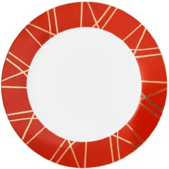 Gifi Vaisselle Et Accessoires De Table^Assiette plate en porcelaine rouge détail doré