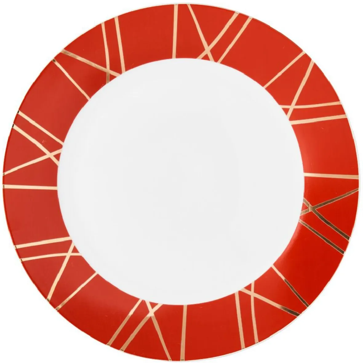 Gifi Vaisselle Et Accessoires De Table^Assiette plate en porcelaine rouge détail doré