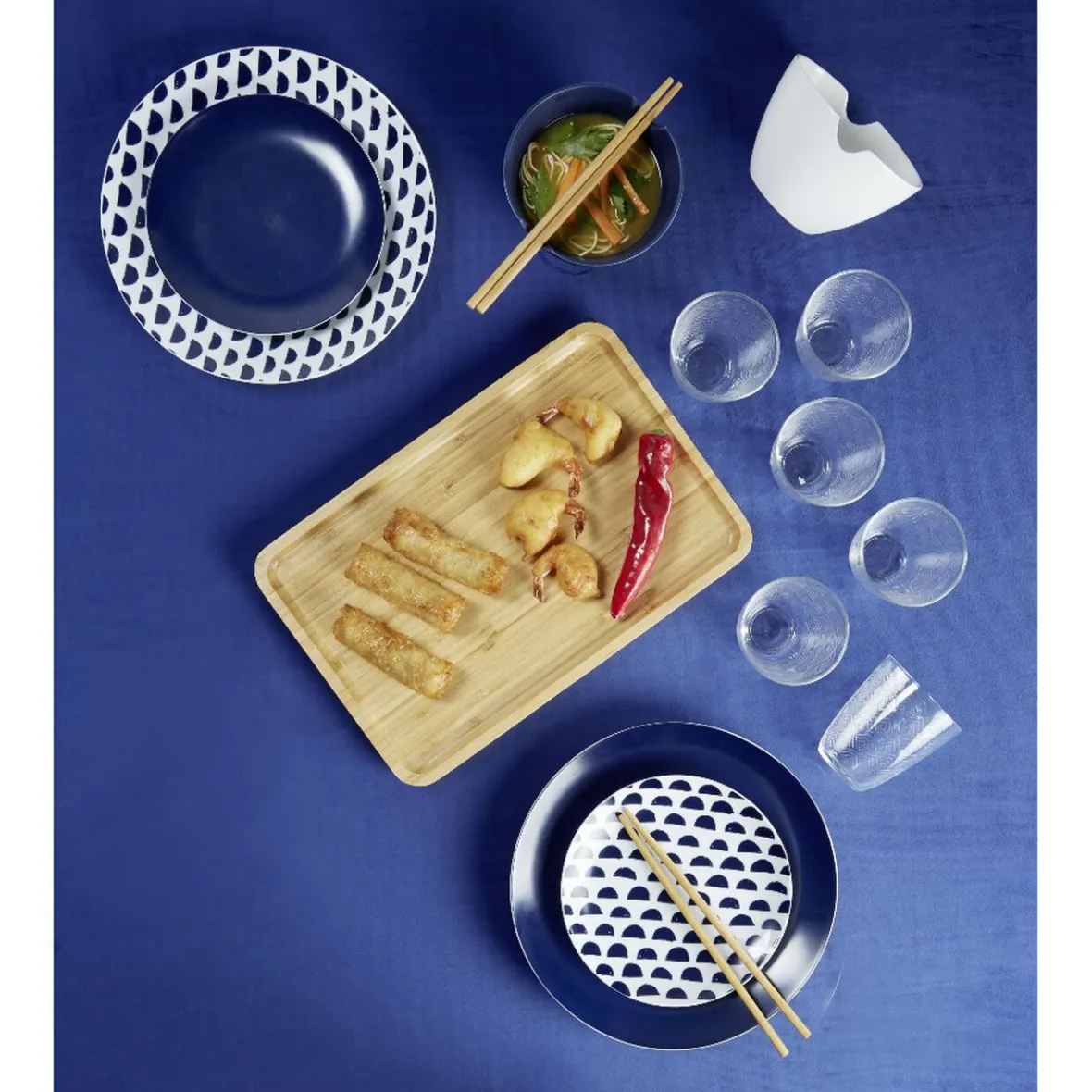 Gifi Vaisselle Et Accessoires De Table^Assiette plate en porcelaine décor bleu Ø 27 cm