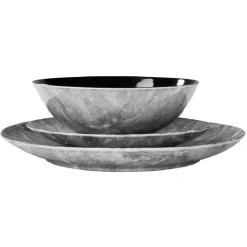 Gifi Vaisselle Et Accessoires De Table^Assiette plate en porcelaine décor marbre gris