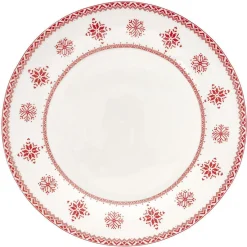 Gifi Vaisselle Et Accessoires De Table^Assiette plate en porcelaine blanche motif Noël flocons rouges