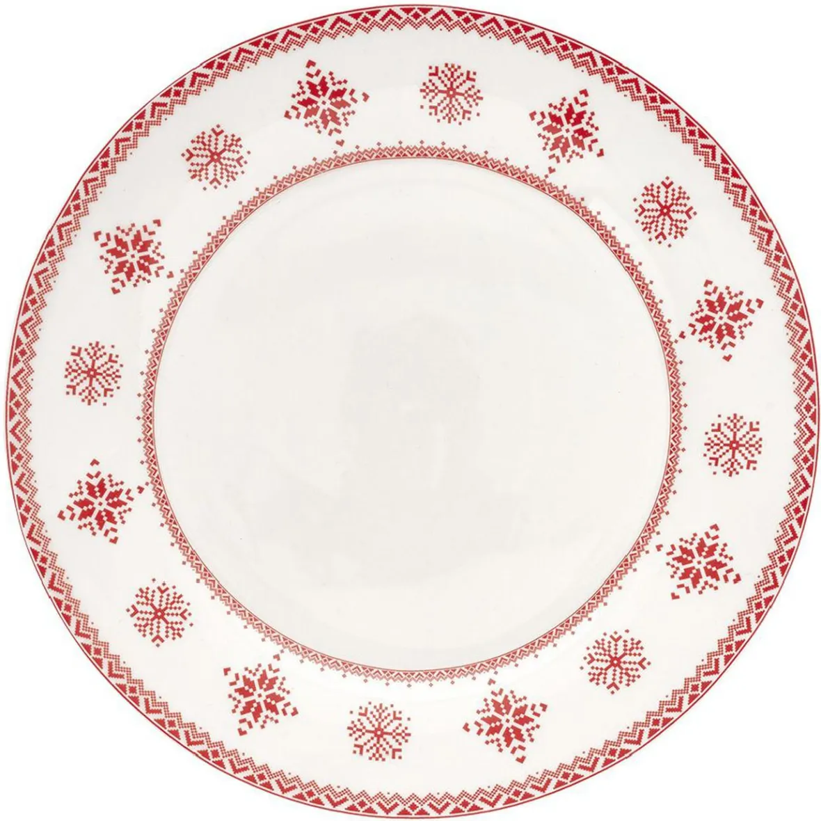 Gifi Vaisselle Et Accessoires De Table^Assiette plate en porcelaine blanche motif Noël flocons rouges
