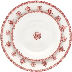 Gifi Vaisselle Et Accessoires De Table^Assiette plate en porcelaine blanche motif Noël flocons rouges