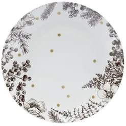 Gifi Vaisselle Et Accessoires De Table^Assiette plate en porcelaine blanche motif végétal marron