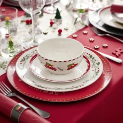Gifi Vaisselle Et Accessoires De Table^Assiette plate en porcelaine blanche motif feuillage de Noël Ø27cm