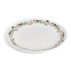 Gifi Vaisselle Et Accessoires De Table^Assiette plate en porcelaine blanche motif feuillage de Noël Ø27cm