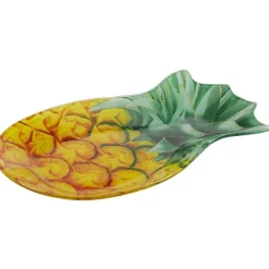 Gifi Vaisselle Et Accessoires De Table^Assiette plate en verre forme ananas jaune vert