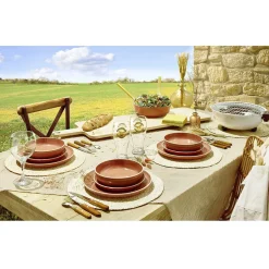 Gifi Vaisselle Et Accessoires De Table^Assiette plate faïence Terracotta avec liseré crème