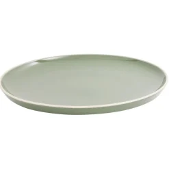 Gifi Vaisselle Et Accessoires De Table^Assiette plate faïence vert avec liseré crème