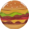 Gifi Vaisselle Et Accessoires De Table^Assiette plate forme ronde style fast food motif hamburger