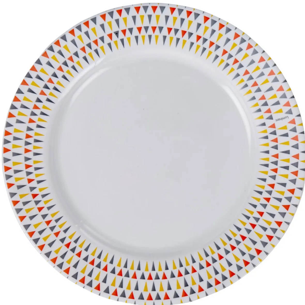 Gifi Vaisselle Et Accessoires De Table^Assiette plate Luminarc ronde triangles rose gris jaune
