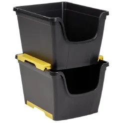 Bac en plastique noir superposable 14 L Rangement