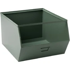 Bac superposable en métal vert - L33 x l25 x H28,5 cm Rangement