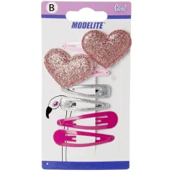 Barrette clic clac coeur et paillettes x6^Gifi Outlet