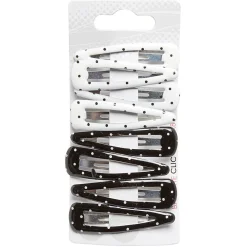 Barrette clic clac imprimé pois noir et blanc x8^Gifi Online