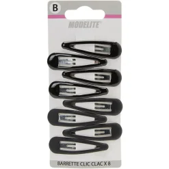 Barrette clic clac métal noir x8^Gifi New