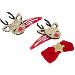 Barrette design Noël forme renne et étoile x3^Gifi Best