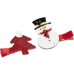 Barrette design Noël forme bonhomme de neige et sapin x2^Gifi Outlet