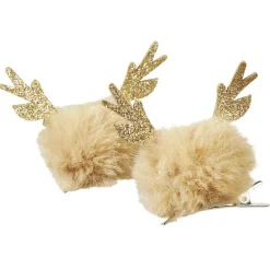 Barrette Noël pompom design renne doré x2^Gifi Online