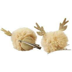 Barrette Noël pompom design renne doré x2^Gifi Online